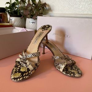 jimmy Choo snake skin- size 37 1/2 but fits like a 6 (Sent for repair)